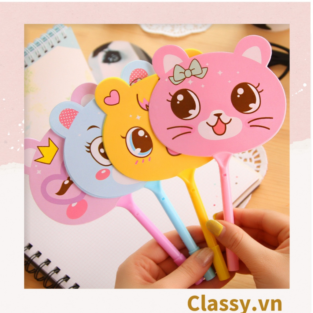 Bút đính kèm quạt mini Classy cầm tay họa tiết con mèo nhiều màu PK1135