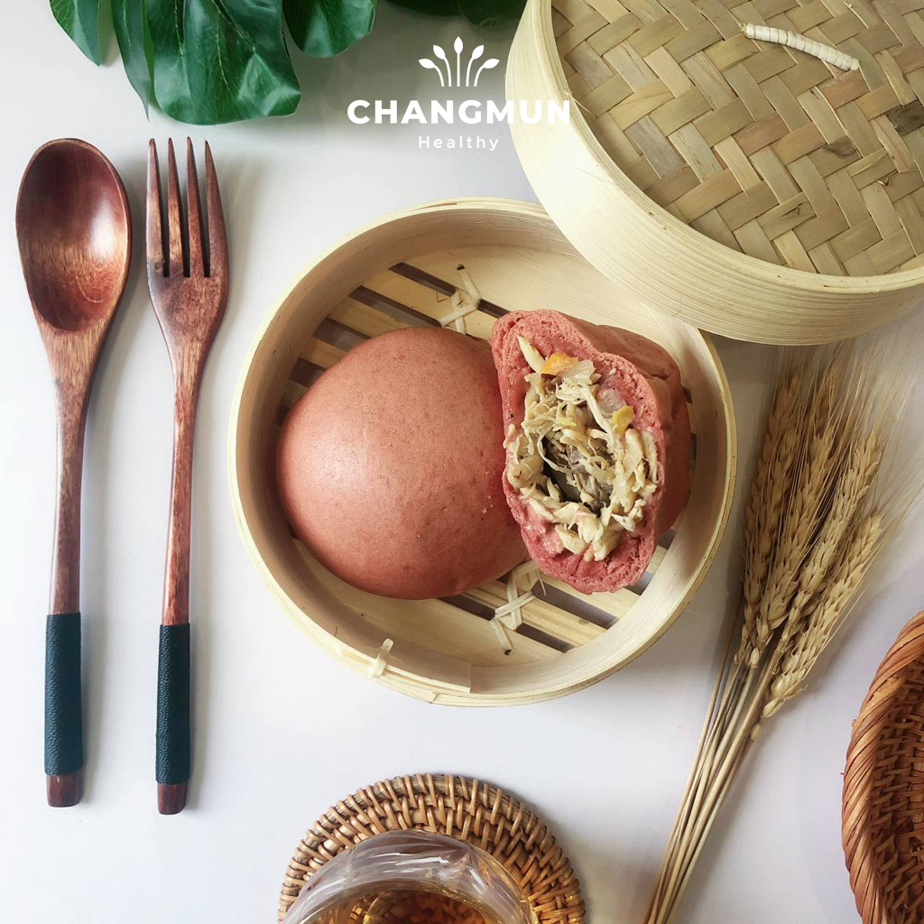 Bánh Bao Gạo Lứt Gà Nấm CHANGMUN Healthy dành cho người ăn kiêng ăn theo chế độ