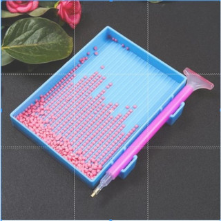 dụng cụ làm tranh đính đá khay bút sáp , keo phủ bóng , hộp , gạt thẳng đá