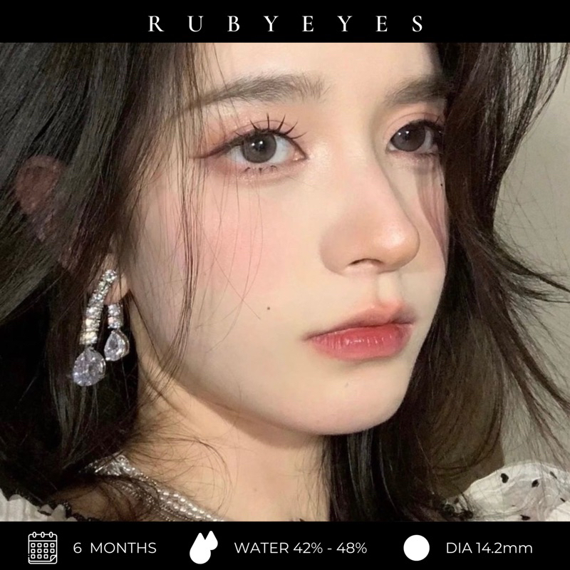 RUBY EYES Kính Áp Tròng Mẫu Xám Kiwi Gray SiIlicone HydroGel Ruby Eyes Đủ Độ Cận Giãn Nhỏ