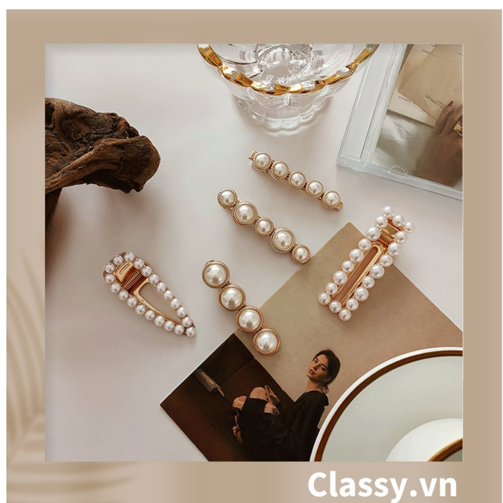 Kẹp Tóc nhiều họa tiết gắn nhiều họa tiết và hạt sang trọng &amp; thanh lịch dành cho phái nữ Classy (PK546)