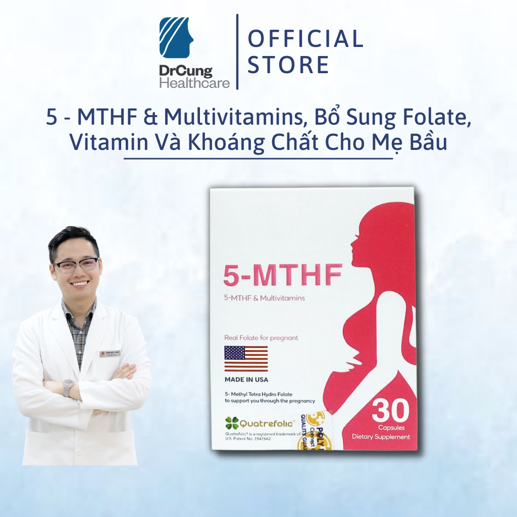 Bác Sĩ Cung 5-MTHF - Bổ Sung Folate, Vitamin, Bổ Trứng, Tăng Khả Năng Sinh Sản, Ngăn Dị Tật Thai Nhi (30/ 60 Viên)