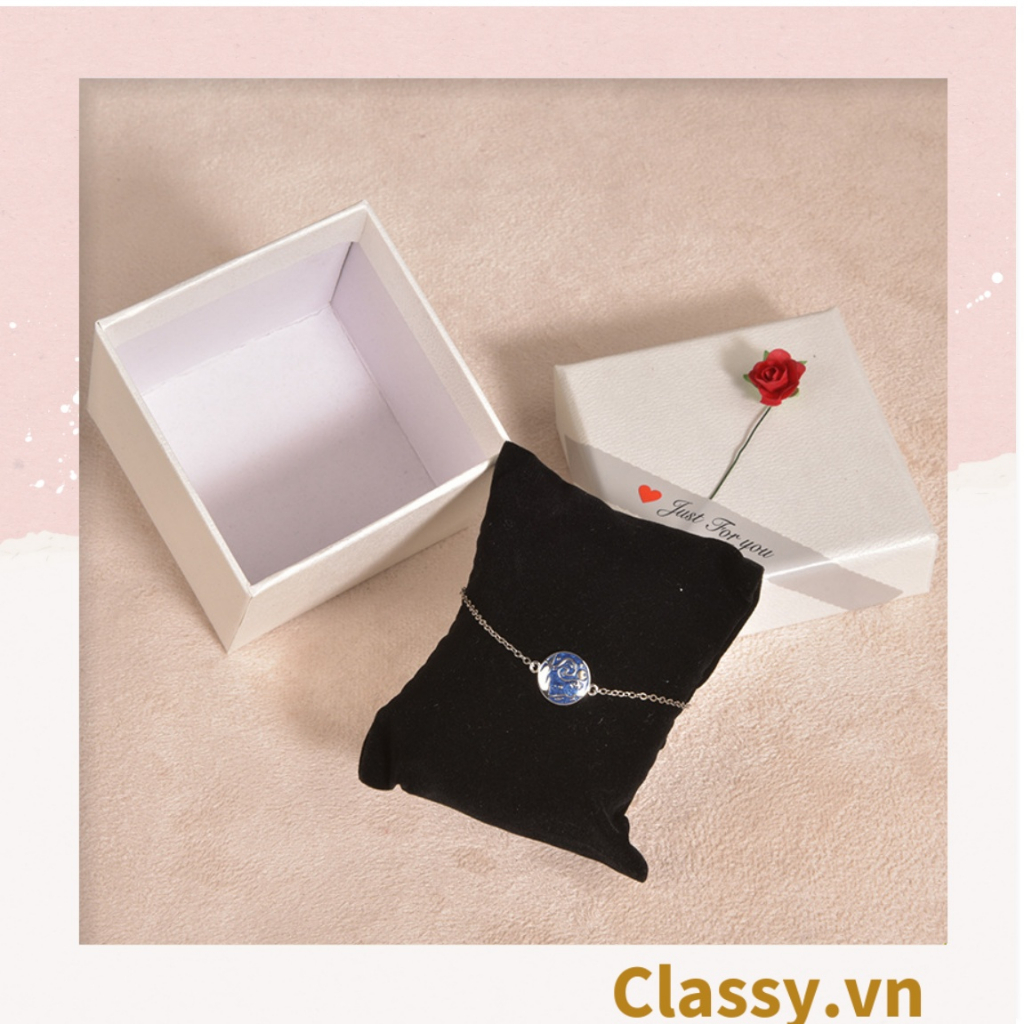 túi giấy Classy quai xách hoặc hộp đính hoa nhi màu đỏ, có bọt biển dùng đựng đồ quà tặng mini, trang sức Q973