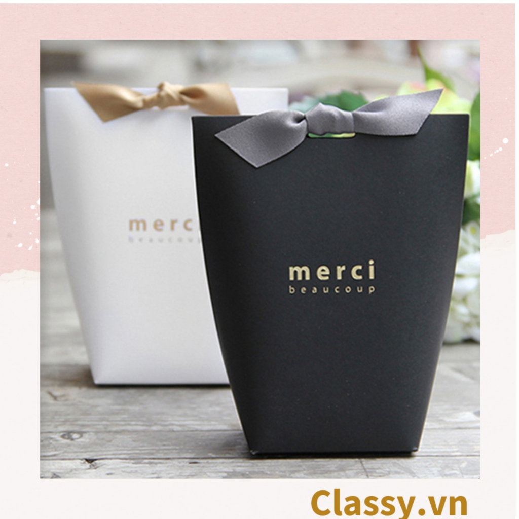 Túi giấy Classy đựng quà Size Trung (đã bao gồm nơ) đơn sắc dễ thương 8x5,5x16,5cm đựng son, trang sức, nước hoa Q558