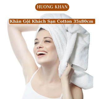 Khăn tắm, khăn gội trắng khách sạn 35x80 cm chất cotton thấm nước tốt