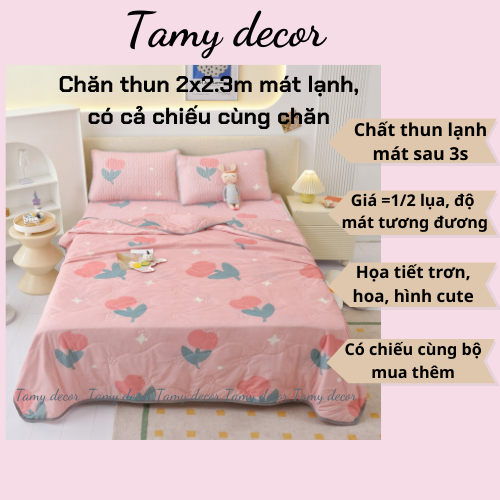 Chăn hè thun lạnh mền thun lạnh Tamy Decor mát mẻ cho mùa hè nóng bức nhiều hình có cả màu trơn kích thước 2x2.3m