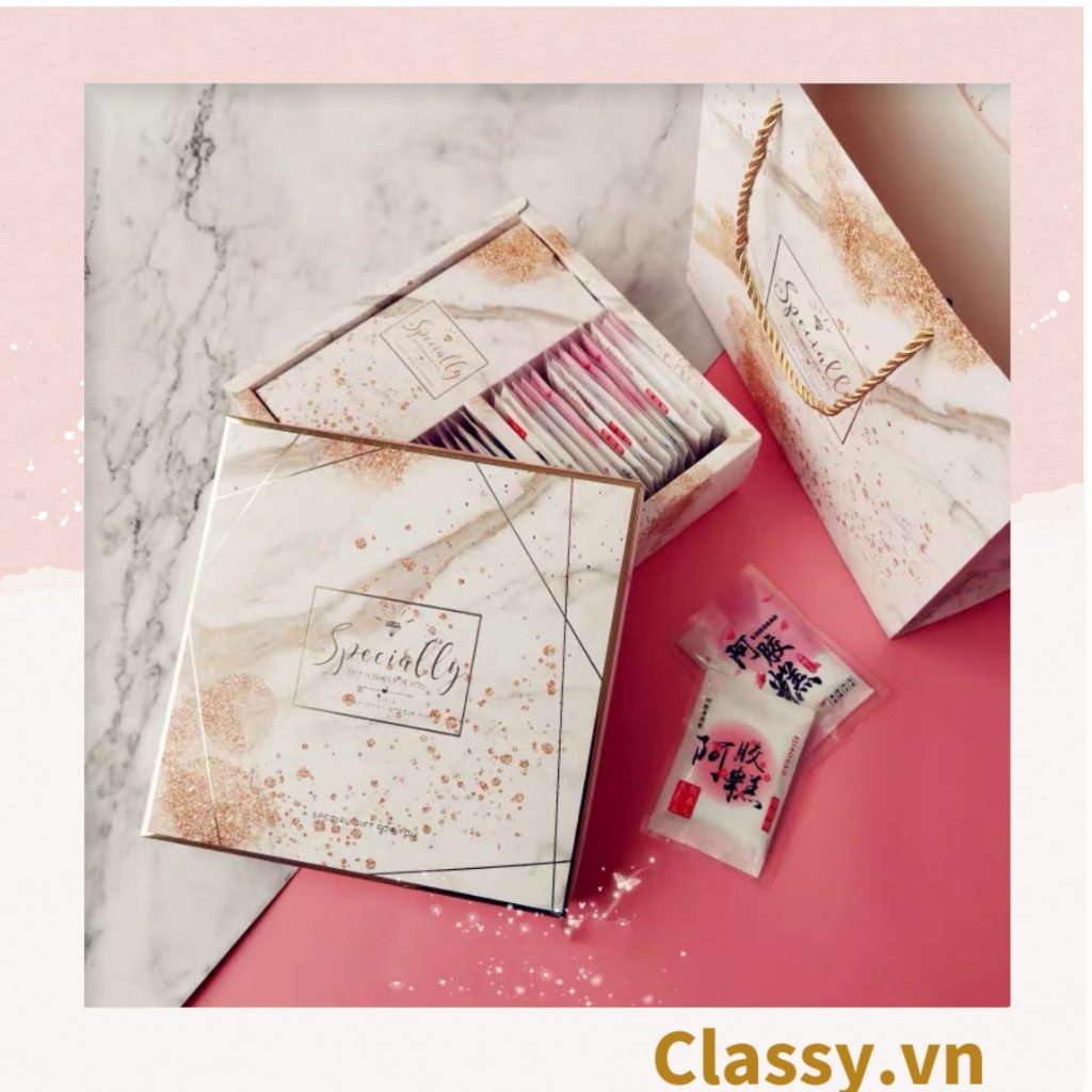 XÉ LẺ túi giấy Classy +Hộp quà Làm quà tặng hoạ tiết cẩm thạch, phong cách châu Âu Q246