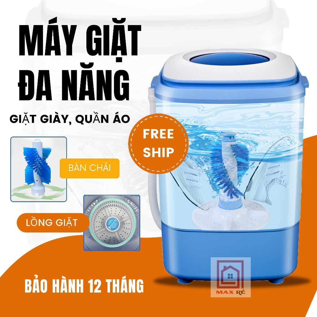 (MẪU MỚI 2023-SẴN HÀNG) Máy giặt Mini đa năng giặt được cả giày và quần áo, vắt khô, khử khuẩn bằng công nghệ Blue Ag*