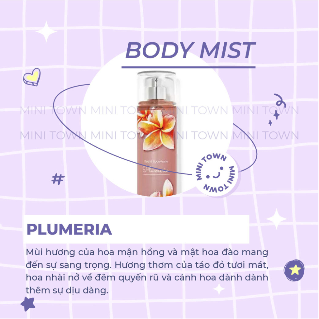 PLUMERIA - Xịt Thơm Lưu Hương Toàn Thân Bath & Body Works Fine Fragrance Mist