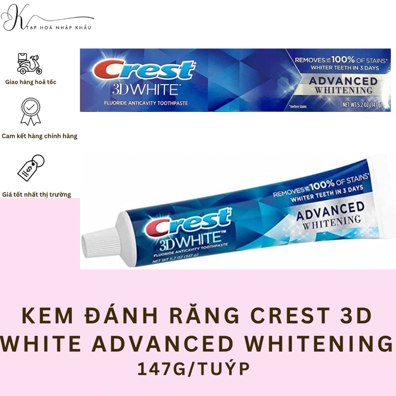 KEM ĐÁNH RĂNG CREST 3D WHITE ADVANCED WHITENING 147Gr