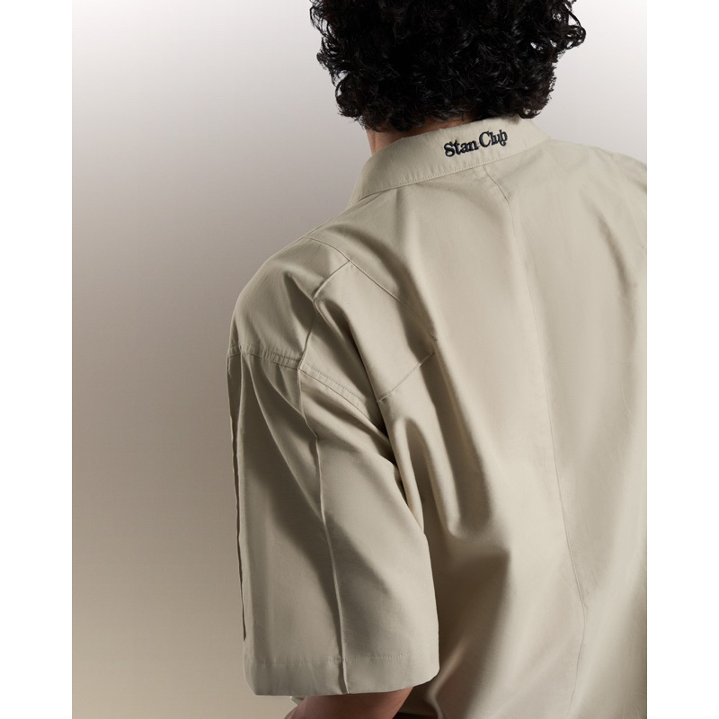Áo sơ mi nam tay ngắn Be/Trắng - BLOCK SHIRT - STANCLUB