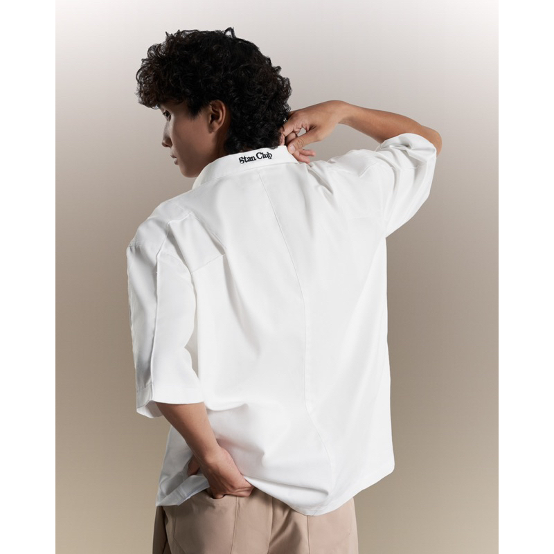 Áo sơ mi nam tay ngắn Be/Trắng - BLOCK SHIRT - STANCLUB