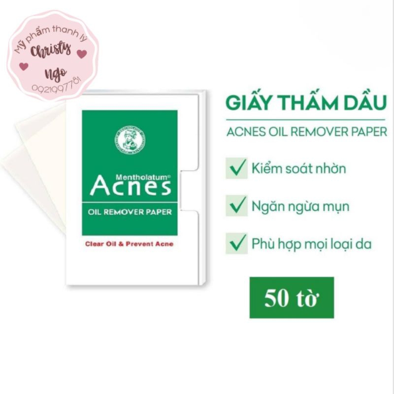 GIẤY THẤM DẦU KIỂM SOÁT NHỜN ACNES LOẠI 50 TỜ