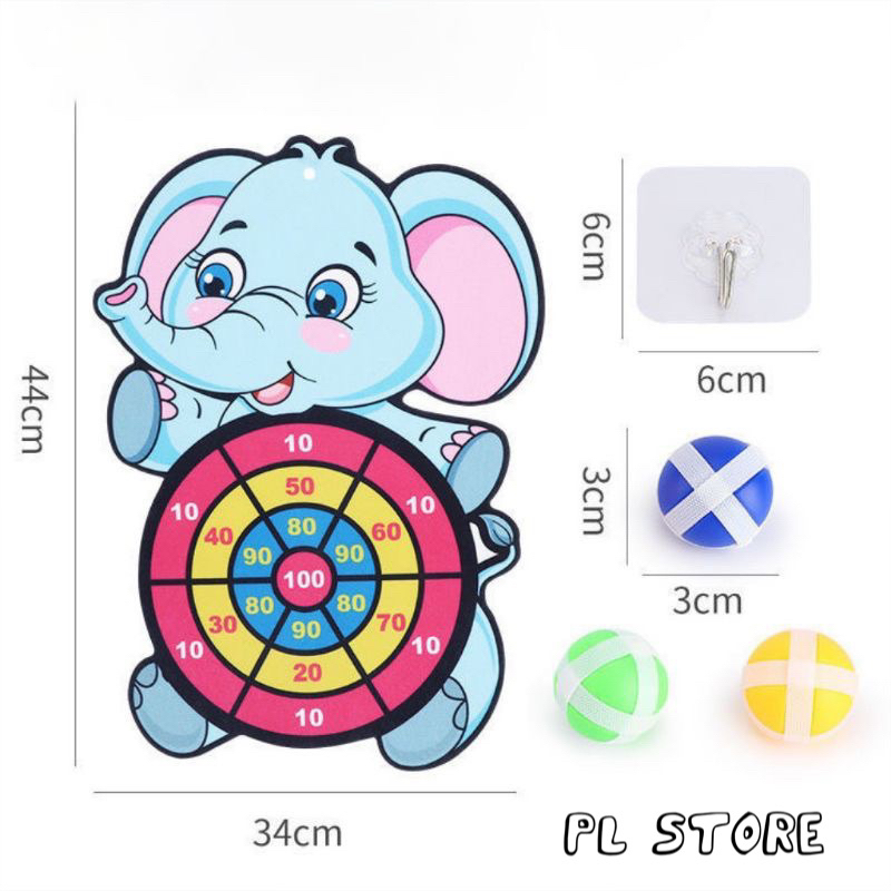 Súng Bắn Bóng Dính Hình Khủng Long Dễ Thương - Tặng Kèm 6 Bóng, Bia Mục Tiêu Và Móc Treo Tường