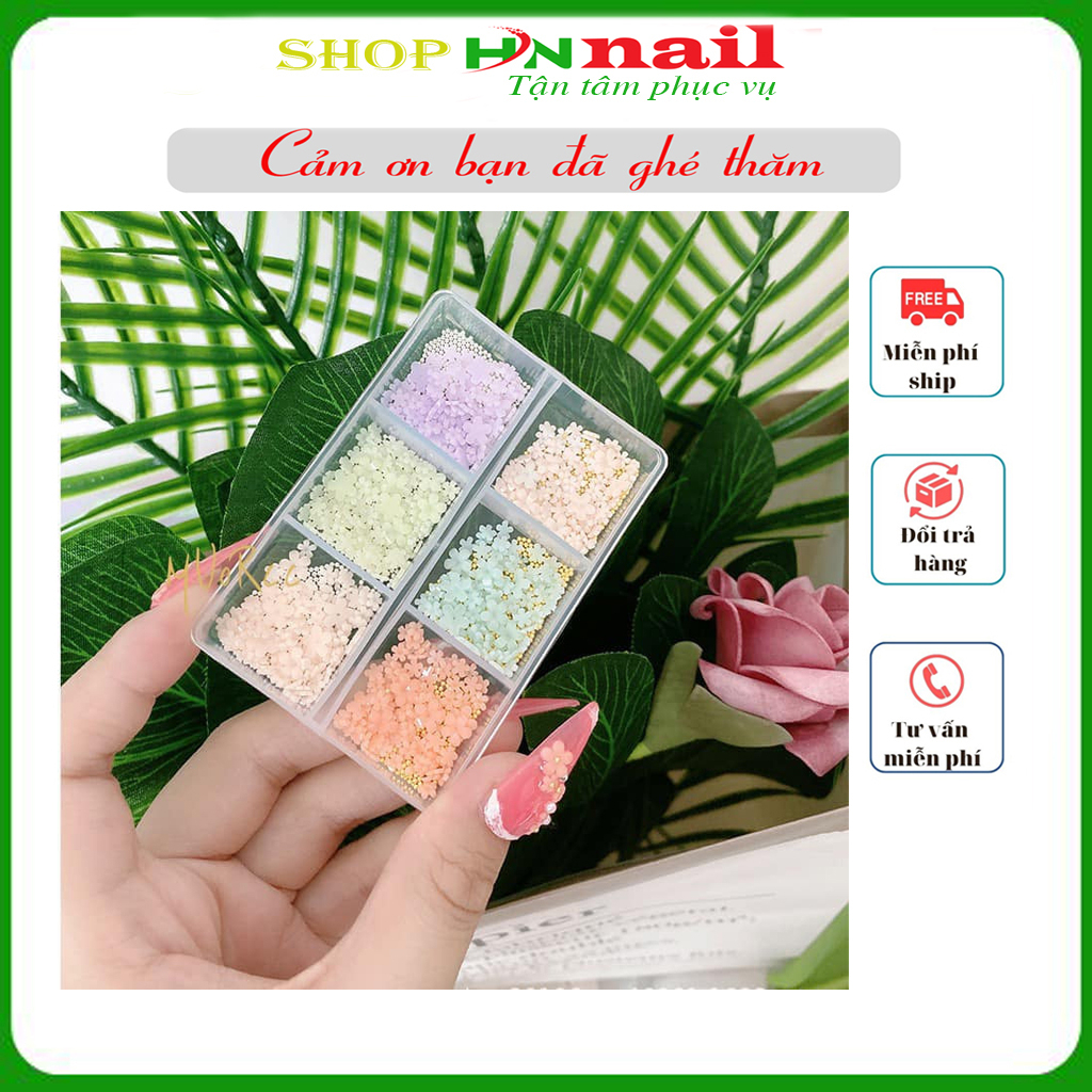 Khay hoa bi mix màu trang trí đính móng làm đẹp nail mi theo phong cách Hàn Nhật shop hnnail