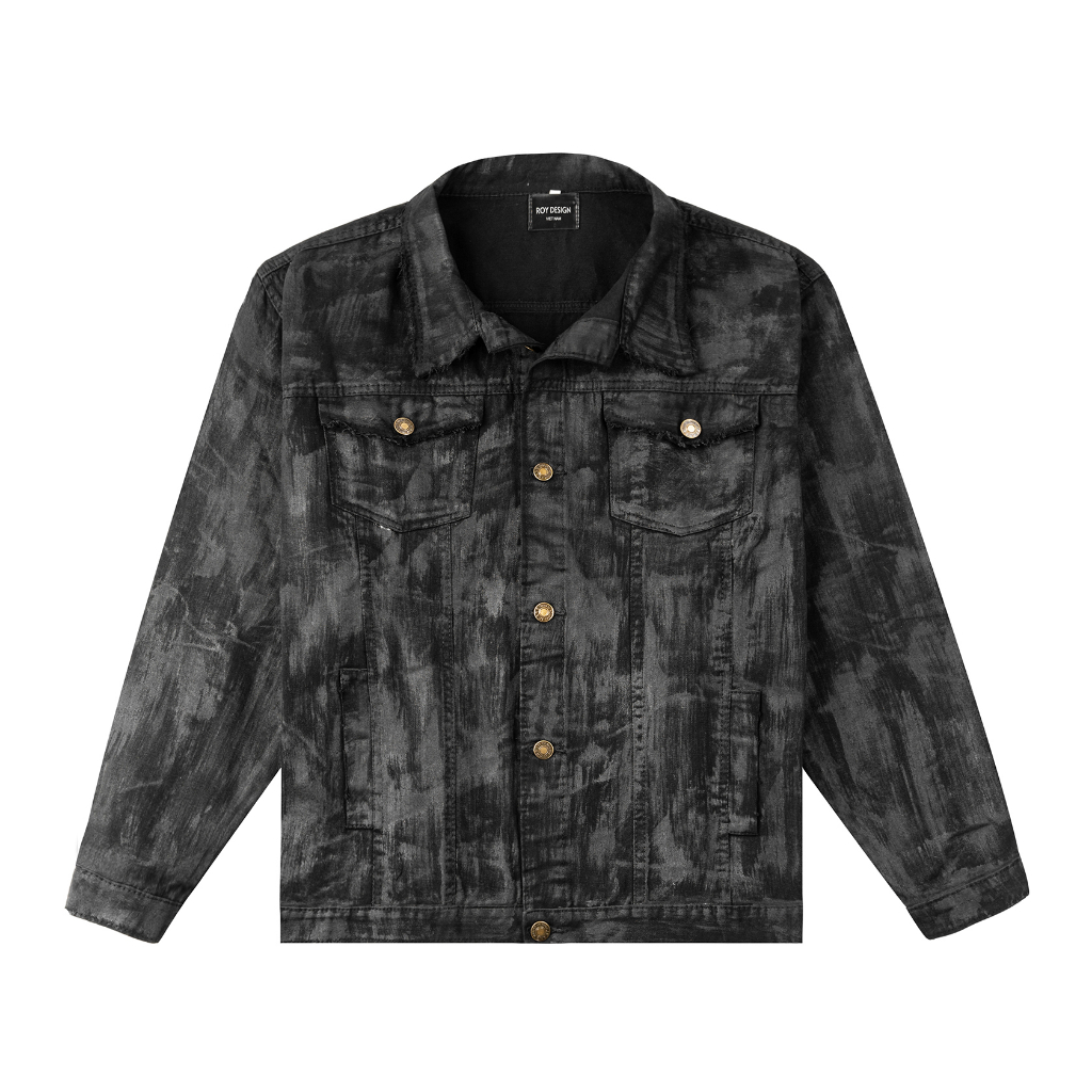 Áo Khoác Denim Jean Đen Wax , Waxed Nam Nữ / Kaki Black - Roy Design
