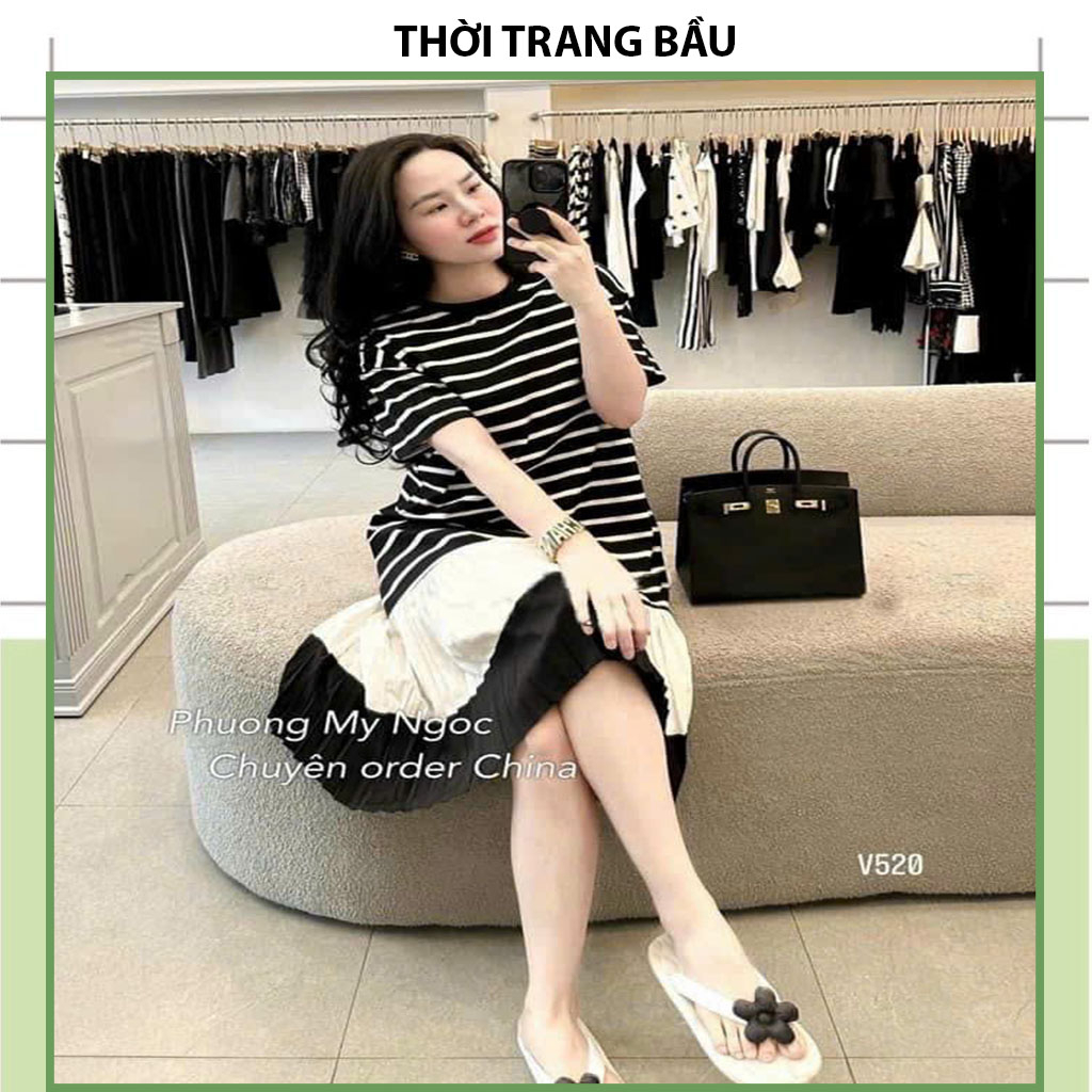 [V371 MẪU MỚI] VÁY ĐẦM BẦU CÔNG SỞ MÙA HÈ-ĐÂMG BẦU THIẾT KẾ DÁNG XUÔNG DÀI ĐUÔI CÁ XẾP LY  VẢI MỀM MÁT CỰC XINH