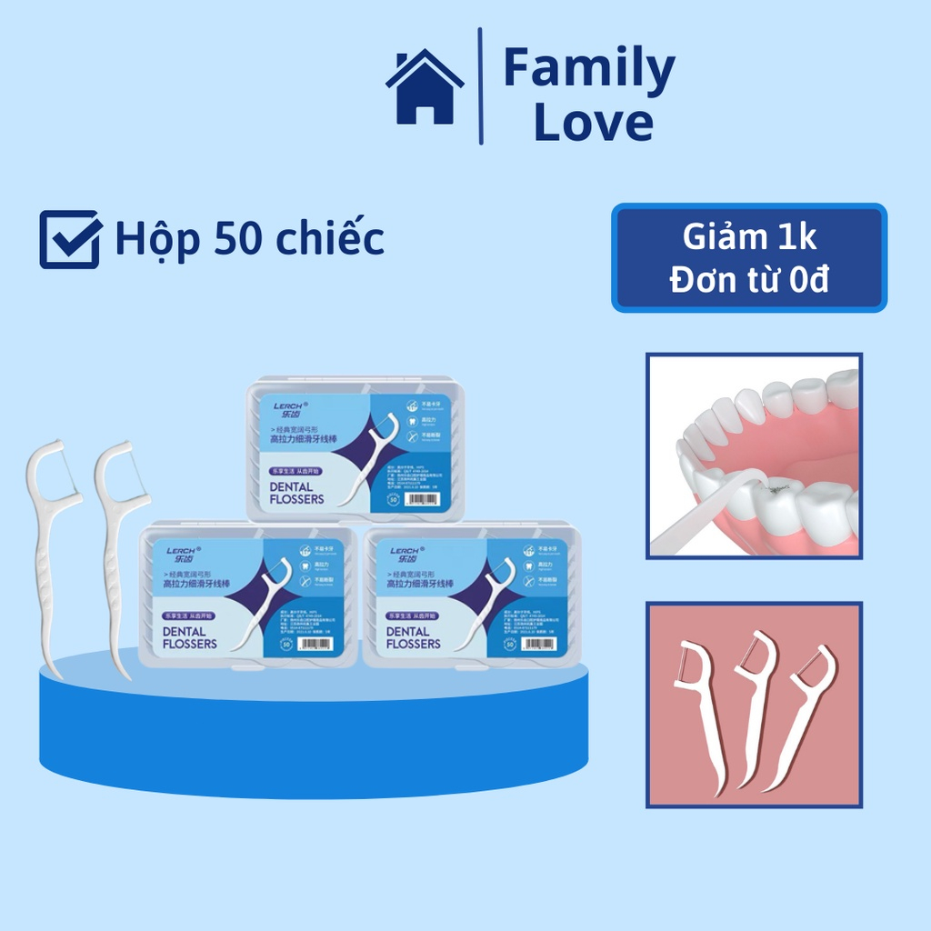 HỘP 50 TĂM CHỈ NHA KHOA VỆ SINH RĂNG MIỆNG