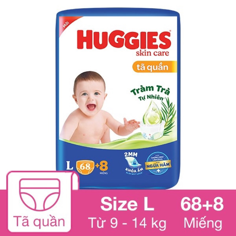 Bỉm Huggies tràm trà siêu đại  đủ size NB70/S54/S80/M74/L68/ XL62/XXL56 mẫu mới