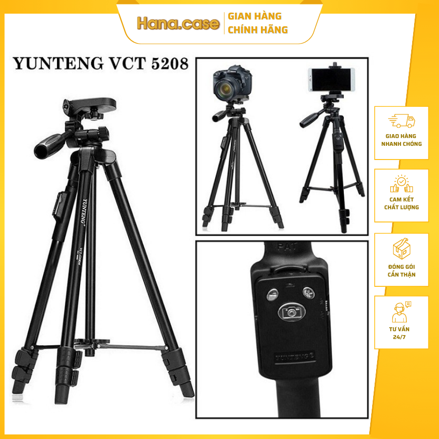 Chân Máy Ảnh Camera, Giá Đỡ Điện Thoại Chuyên Nghiệp Yunteng VCT 5208 Livestream