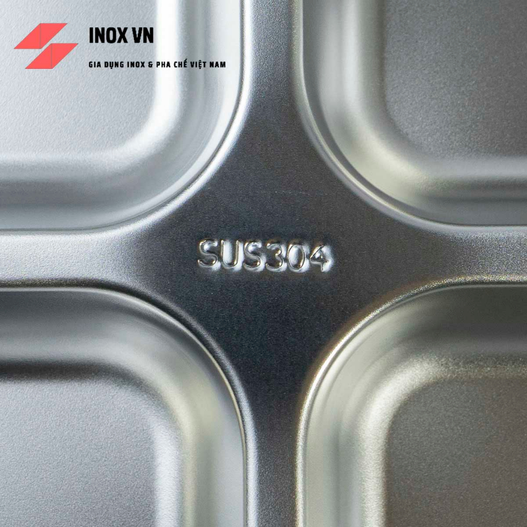 Khay Đựng Cơm 4 Ngăn Inox 304/201 Sâu Lòng ~ Kích Thước 28 x 22 x 4