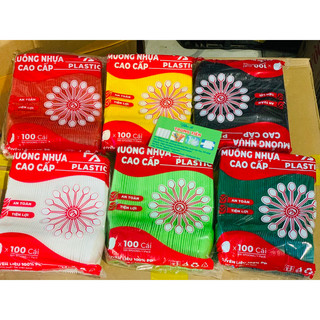 COMBO 100 MUỖNG NHỰA TRẮNG DÀI 15CM CAO CẤP DÙNG CHO TRÀ SỮA - CAFE- QUÁN CƠM/PHỞ, GIÁ ƯU ĐÃI