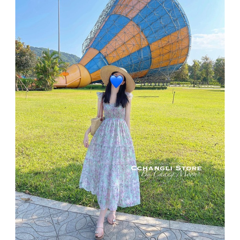 VÁY HOA TƠ CHẠY CHUN TAY BÈO