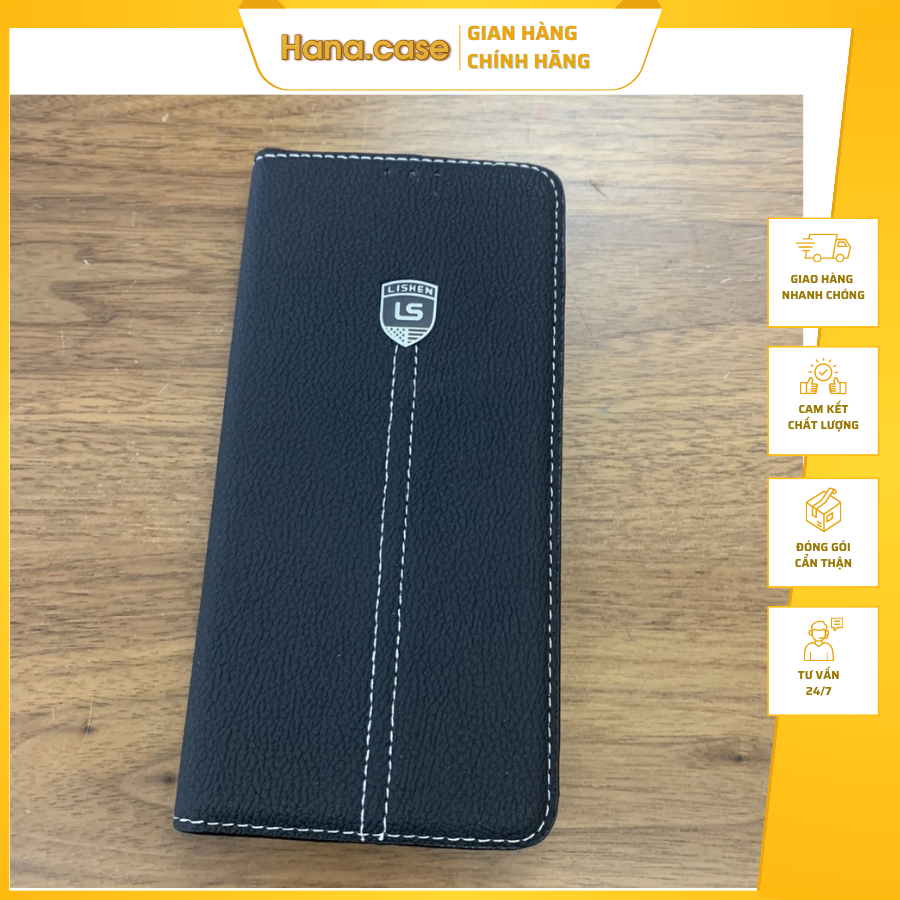 Bao da nắp gập cho Samsung Galaxy J7 Pro hiệu Lishen có ngăn để thẻ Hana case