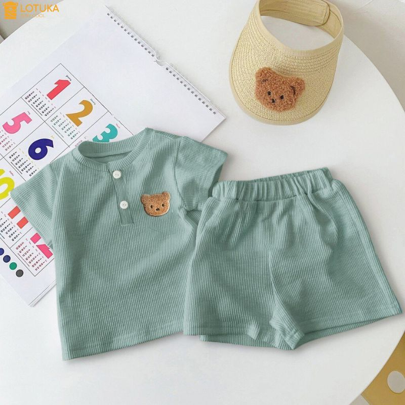 Bộ Quần Áo Cộc LOTUKA, Chất Liệu Tăm Lạnh Mềm Mịn Thoáng Mát Size 4-18kg