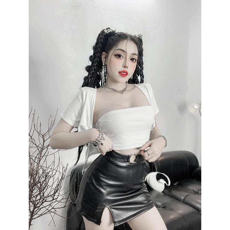 ÁO PHỐI KHOEN MỞ TAY NGẮN