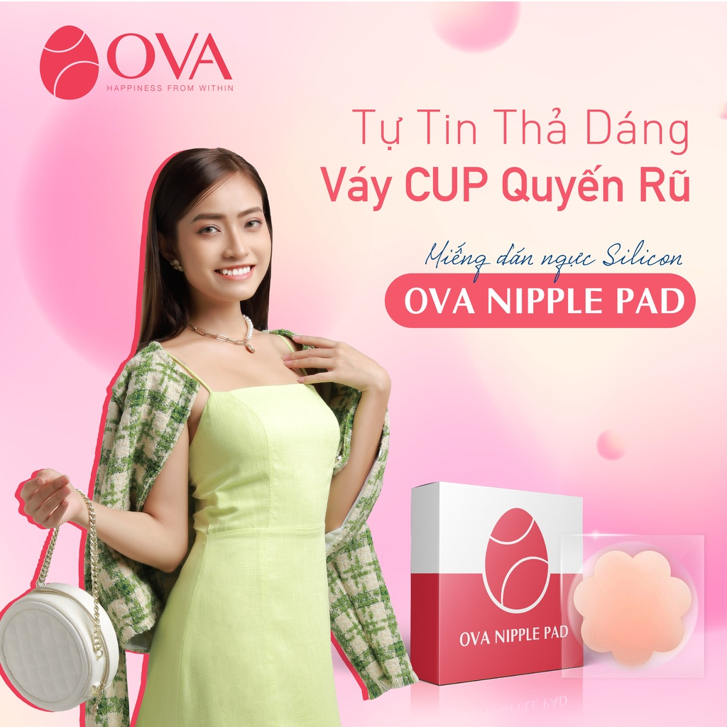 Miếng dán ngực silicone che đầu ti không lộ viền nhũ hoa, 1 cặp Ova Nipple Pads màu da siêu mỏng dính chắc tái sử dụng.