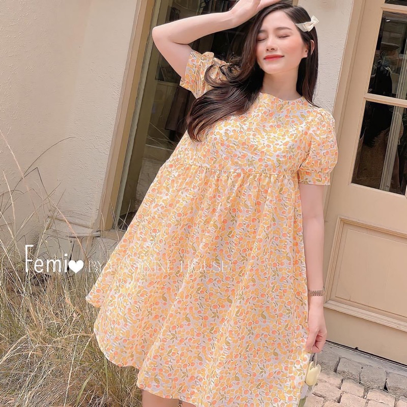 Rập giấy thiết kế, Rập giấy đầm váy nữ baby doll bèo nhún lệch cổ tròn tay phồng xinh, Rập giấy cắt sẵn