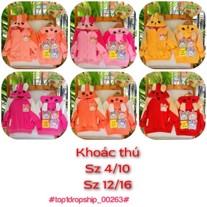 > Áo khoác, bé gái in hình thú cho bé yêu, top1dropship_00263_1524_s4