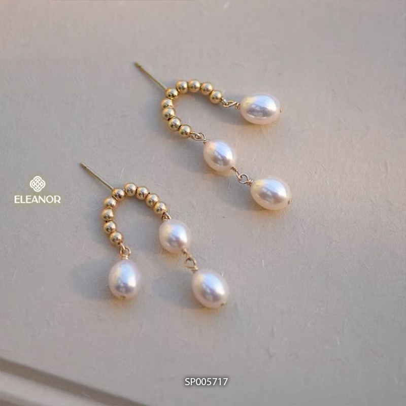 Bông tai nữ chuôi bạc 925 Eleanor Accessories đính ngọc trai nhân tạo phụ kiện trang sức 5717