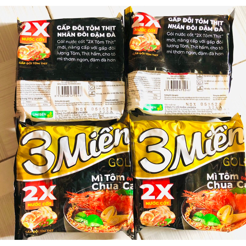 Combo 5 gói, 10 gói mì  3 Miền Gold tôm chua cay, bò hầm rau thơm 75g