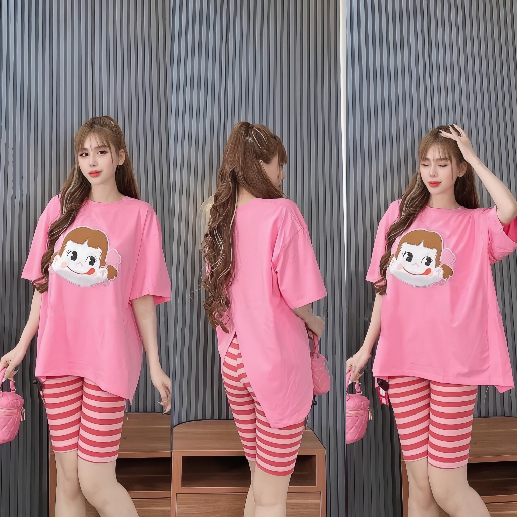 Đồ Bộ Nữ Mặc Nhà Anquachi Đẹp Thun Cotton Co Giãn Ở Nhà Dễ Thương Quần Lửng Thun Gân Cute A157