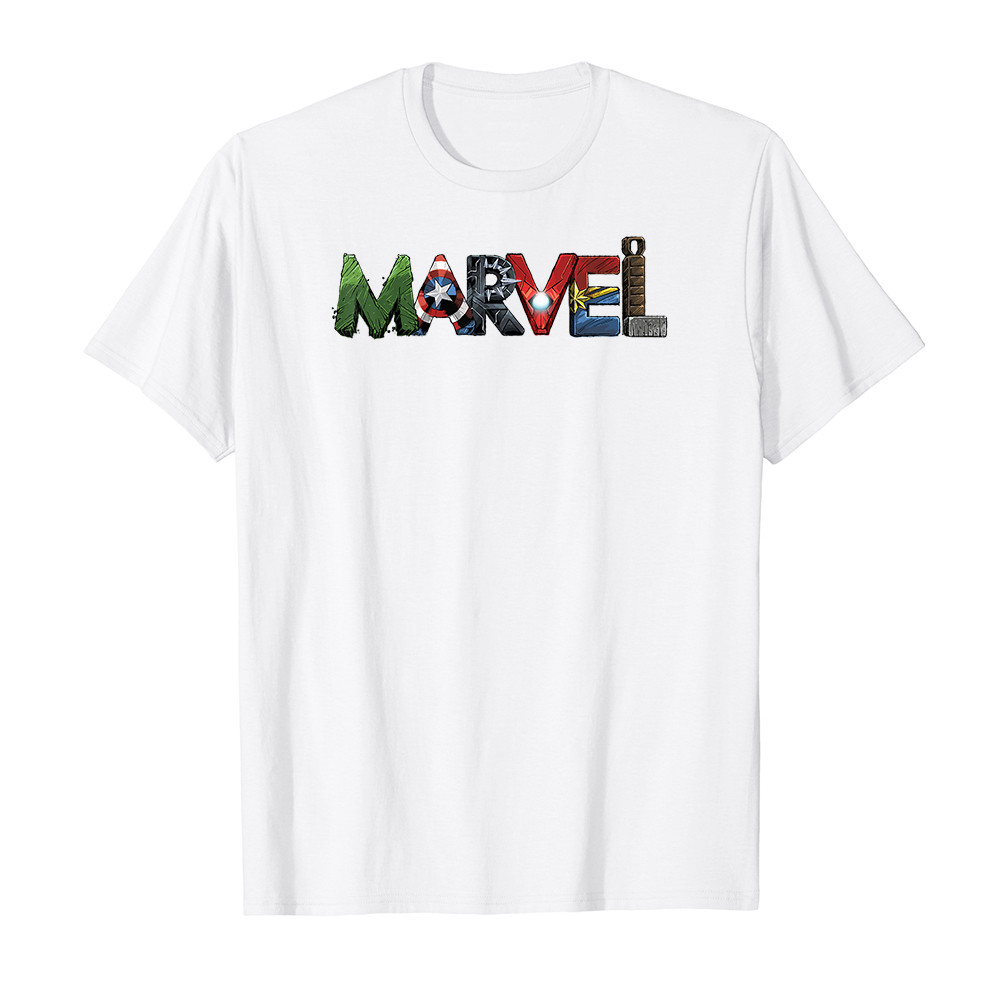 Áo thun cotton unisex HTFashion in hình Marvel Avengers Character Text Portrait-8992