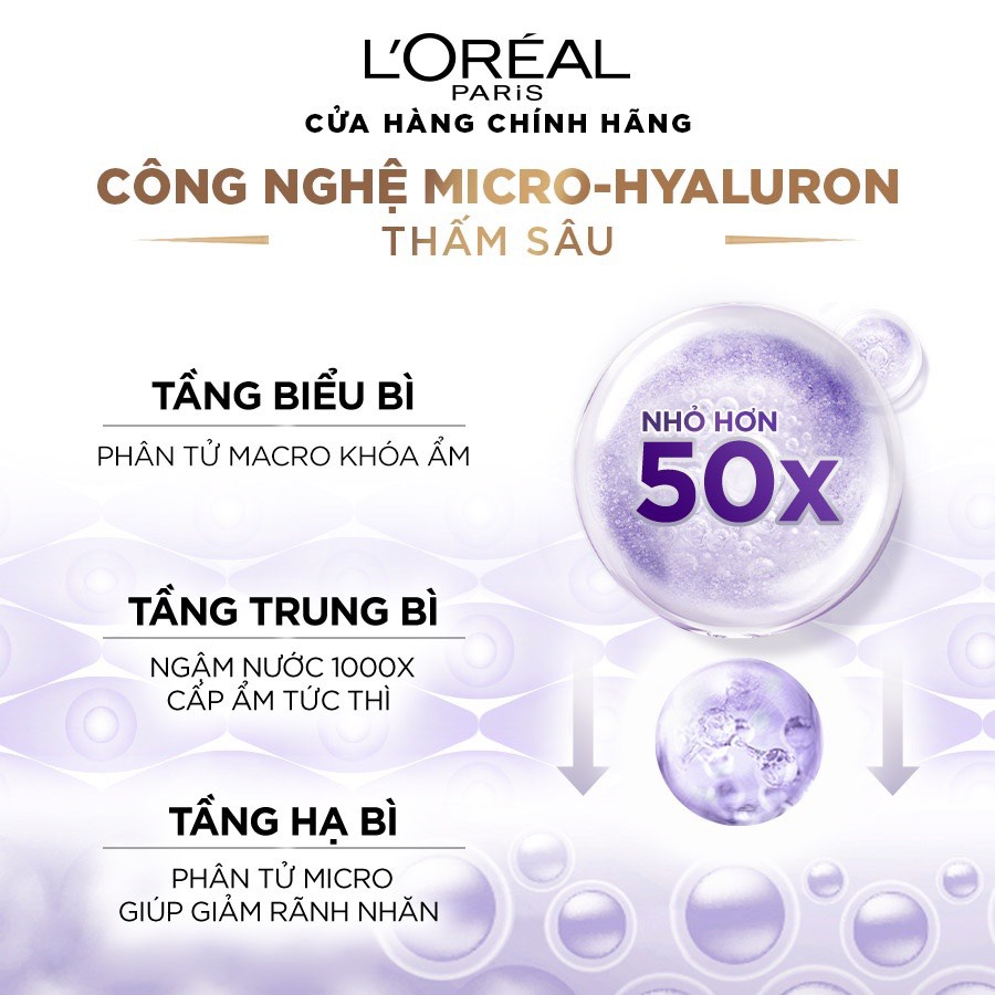 [L'OREAL PARIS] Tinh Chất HA Giúp Phục Hồi, Siêu Cấp Ẩm Mềm Mịn Làn Da Revitalift Pure Hyaluronic Acid 1.5% 30/15/7.5ml