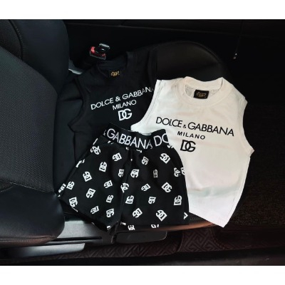 Bộ sát nách Đê gờ 2 màu đen trắng chất cotton cho bé trai