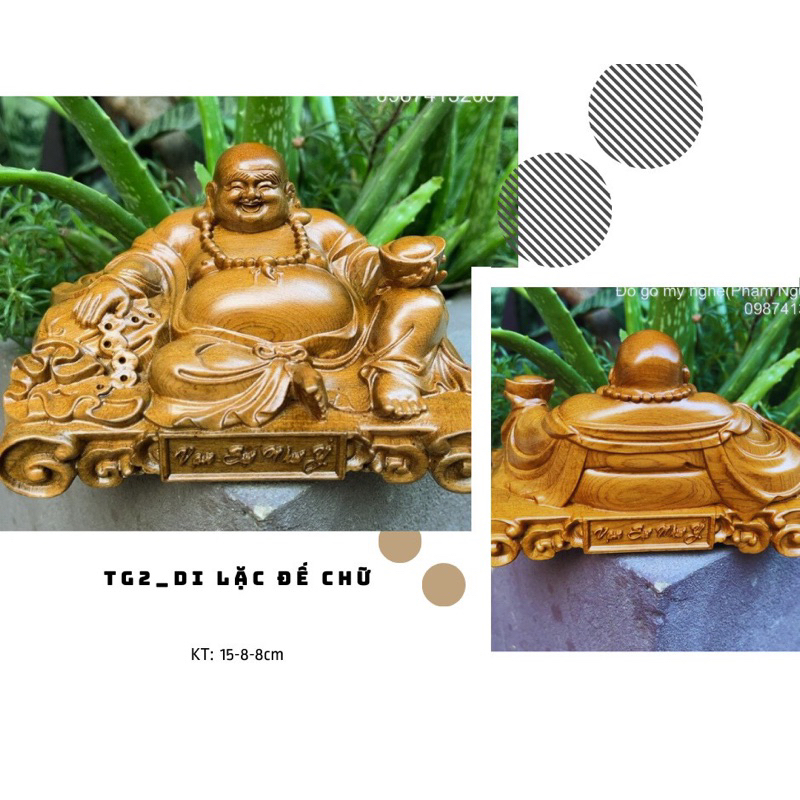 tượng di lặc gỗ bách xanh để taplo ô tô phong thuỷ