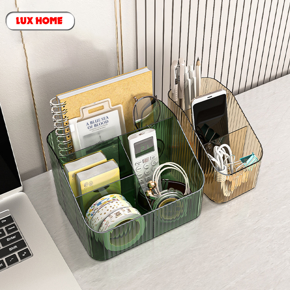 Hộp đựng mỹ phẩm để bàn đa năng, để đồ dùng trong suốt chất liệu nhựa Acrylic LUXHOME