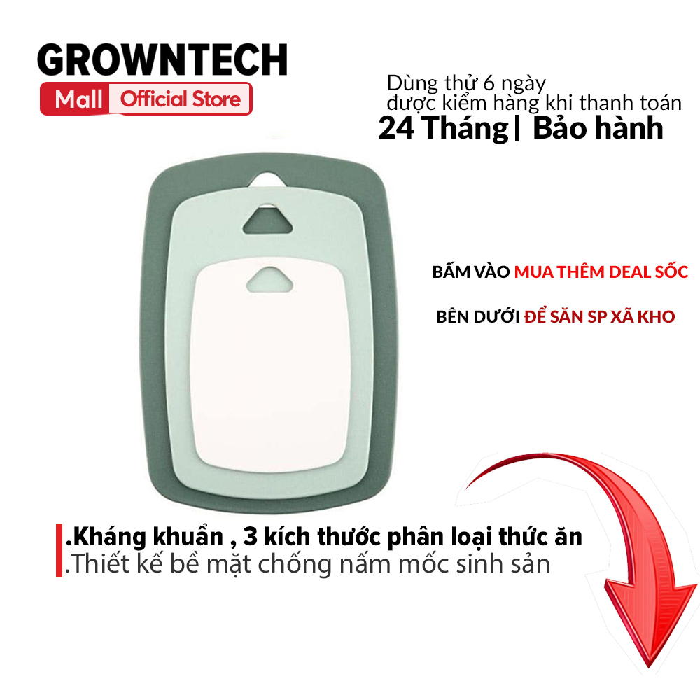 Bộ 3 thớt G01 kháng khuẩn, nhựa cao cấp an toàn cho sức khỏe, chống trơn trượt khi sử dụng