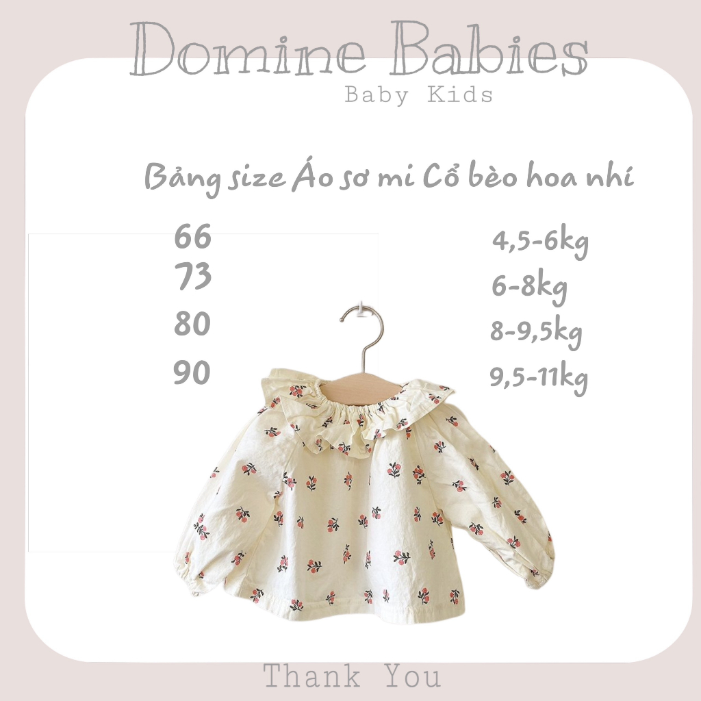 Bộ quần  áo sơ mi cổ bèo hoá nhí tặng quần bí tiểu thư dễ thương cho bé gái 5-13kg