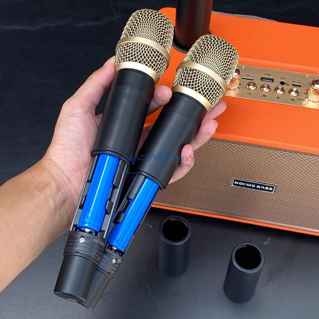 Loa Bluetooth Karaoke M4202 – Loa Xách Tay Kèm 2 Micro Không Dây, Thiết Kế Đẹp Mắt Và Chất Lượng Âm Thanh Xuất Sắc