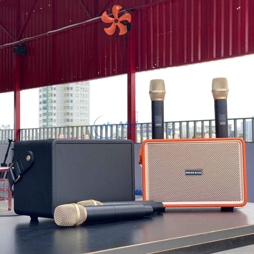 Loa Bluetooth Karaoke M4202 – Loa Xách Tay Kèm 2 Micro Không Dây, Thiết Kế Đẹp Mắt Và Chất Lượng Âm Thanh Xuất Sắc
