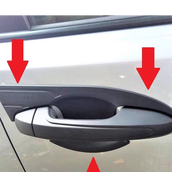 Ốp tay nắm cửa, hõm cửa,nắp xăng, ốp đèn pha, đèn hậu, nắp xăng xe Fortuner 2017-2023 Nhựa đen nhám