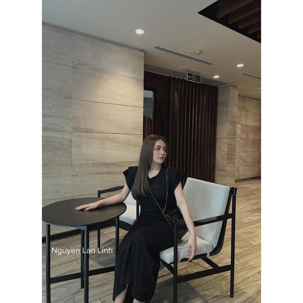 Set Váy Nữ Phông Cộc Tay Ba Lỗ Đầm Phông Dáng Dài Suông Dài Bầu 70kg Mặc Được Freesize Bigsize mẫu TAY2LOPDER. TP106