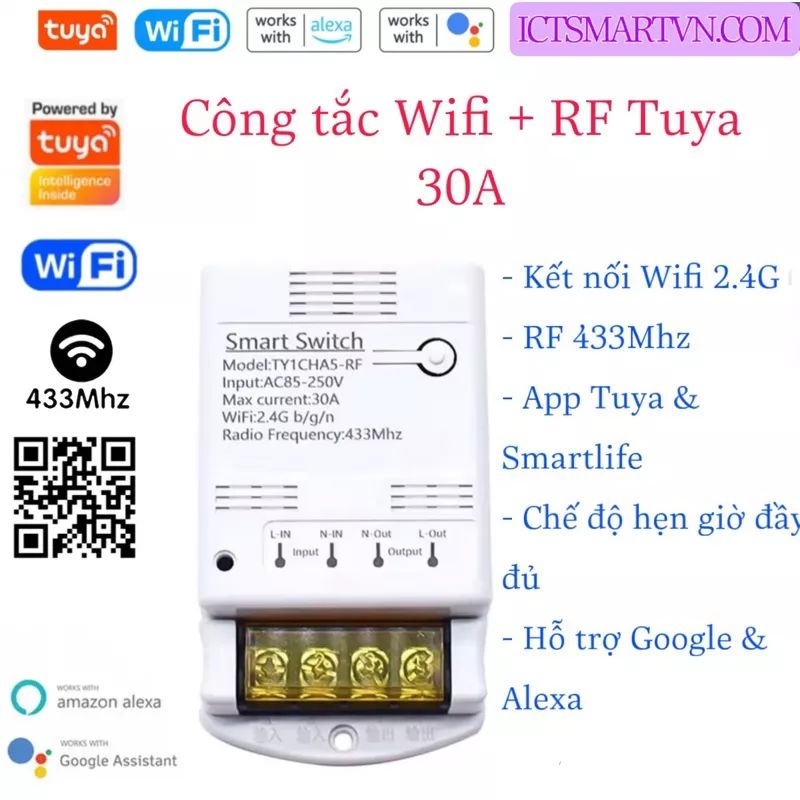 # Công tắc điều khiển từ xa qua WiFi và Remote 220V 40A