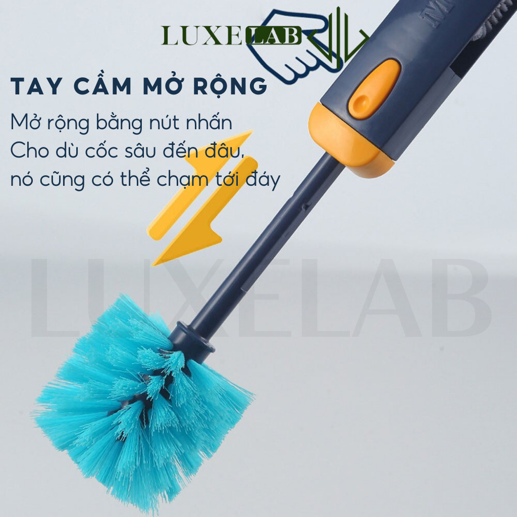 Cọ Bàn Chải Vệ Sinh Bình Nước, Ly Cốc, Bình Sữa Đa Năng 4in1 Tay Cầm Dài LUXELAB 11902