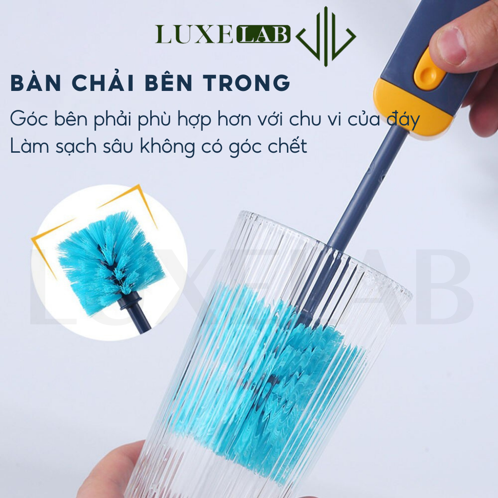 Cọ Bàn Chải Vệ Sinh Bình Nước, Ly Cốc, Bình Sữa Đa Năng 4in1 Tay Cầm Dài LUXELAB 11902